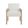 Worlds Away Square Arm Wooden Accent Chair In Cerused Oak With Performance White Linen Upholstery