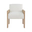 Worlds Away Square Arm Wooden Accent Chair In Cerused Oak With Performance White Linen Upholstery