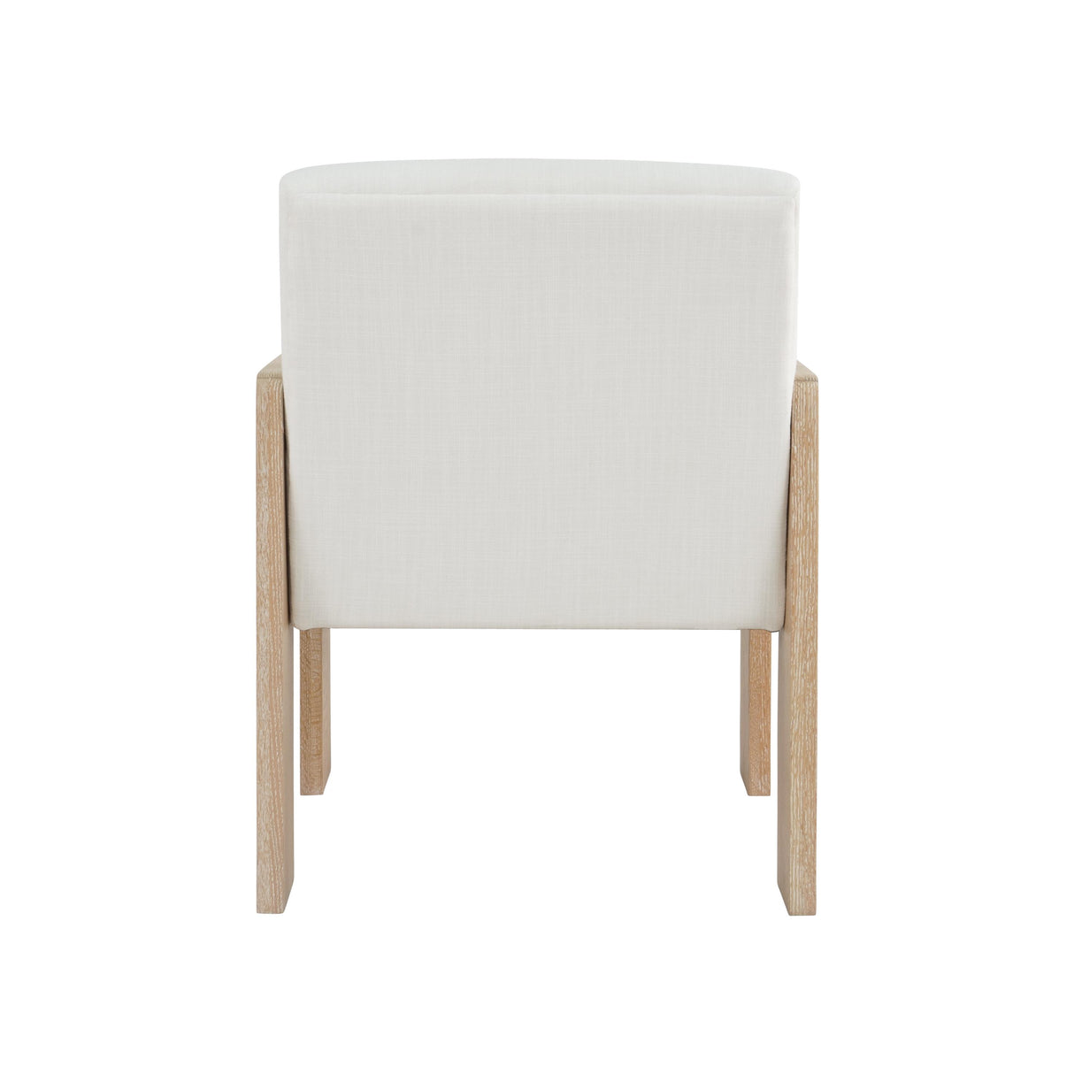 Worlds Away Square Arm Wooden Accent Chair In Cerused Oak With Performance White Linen Upholstery