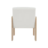 Worlds Away Square Arm Wooden Accent Chair In Cerused Oak With Performance White Linen Upholstery