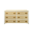 Worlds Away Six Drawer Chest With Matte White Lacquer Frame And Natural Grasscloth Drawer Fronts