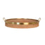 Worlds Away Round Natural Rattan Tray With Brass Rim And Handles