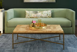 Worlds Away Round Natural Rattan Tray With Brass Rim And Handles