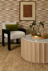 Worlds Away Round Natural Rattan Tray With Brass Rim And Handles