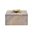 Worlds Away Golden Brown Bidaser Marble Box With Brass Bee Top