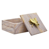 Worlds Away Golden Brown Bidaser Marble Box With Brass Bee Top