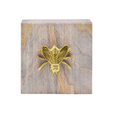 Worlds Away Golden Brown Bidaser Marble Box With Brass Bee Top