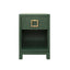 Worlds Away One Drawer Side Table With Large Brass Square Hardware In Green Dyed Grasscloth With Glass Top