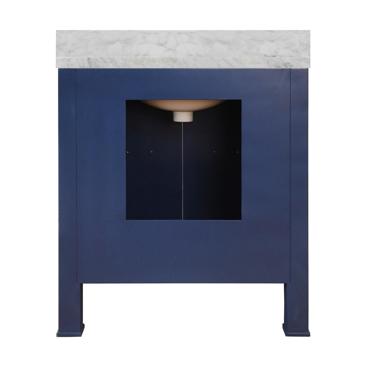 Worlds Away Bath Vanity In Textured Navy Linen W/ Ant. Brass Hardware, White Marble Top, And Porcelain Sink