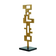 Worlds Away Brutalist Metal Scuplture With Black Marble Base