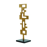Worlds Away Brutalist Metal Scuplture With Black Marble Base