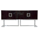 Worlds Away Brutalist Metal Scuplture With Black Marble Base