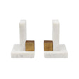 Worlds Away Pair Of White Marble Bookends With Brass Square Detail