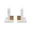 Worlds Away Pair Of White Marble Bookends With Brass Square Detail
