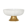Worlds Away White Marble Bowl With Brass Tapered Pedestal Base