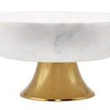 Worlds Away White Marble Bowl With Brass Tapered Pedestal Base
