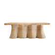Worlds Away Rectangular Coffee Table With Braided Edge And Scallopped Skirt In Natural Woven Rattan