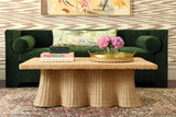 Worlds Away Rectangular Coffee Table With Braided Edge And Scallopped Skirt In Natural Woven Rattan