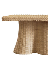 Worlds Away Rectangular Coffee Table With Braided Edge And Scallopped Skirt In Natural Woven Rattan