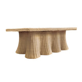 Worlds Away Rectangular Coffee Table With Braided Edge And Scallopped Skirt In Natural Woven Rattan