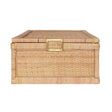 Worlds Away Large Natural Rattan Decorative Box With Brass Foot Caps
