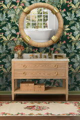 Worlds Away Large Natural Rattan Decorative Box With Brass Foot Caps