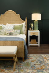 Worlds Away Small Natural Rattan Decorative Box With Brass Foot Caps