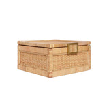 Worlds Away Small Natural Rattan Decorative Box With Brass Foot Caps