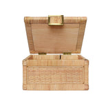 Worlds Away Small Natural Rattan Decorative Box With Brass Foot Caps