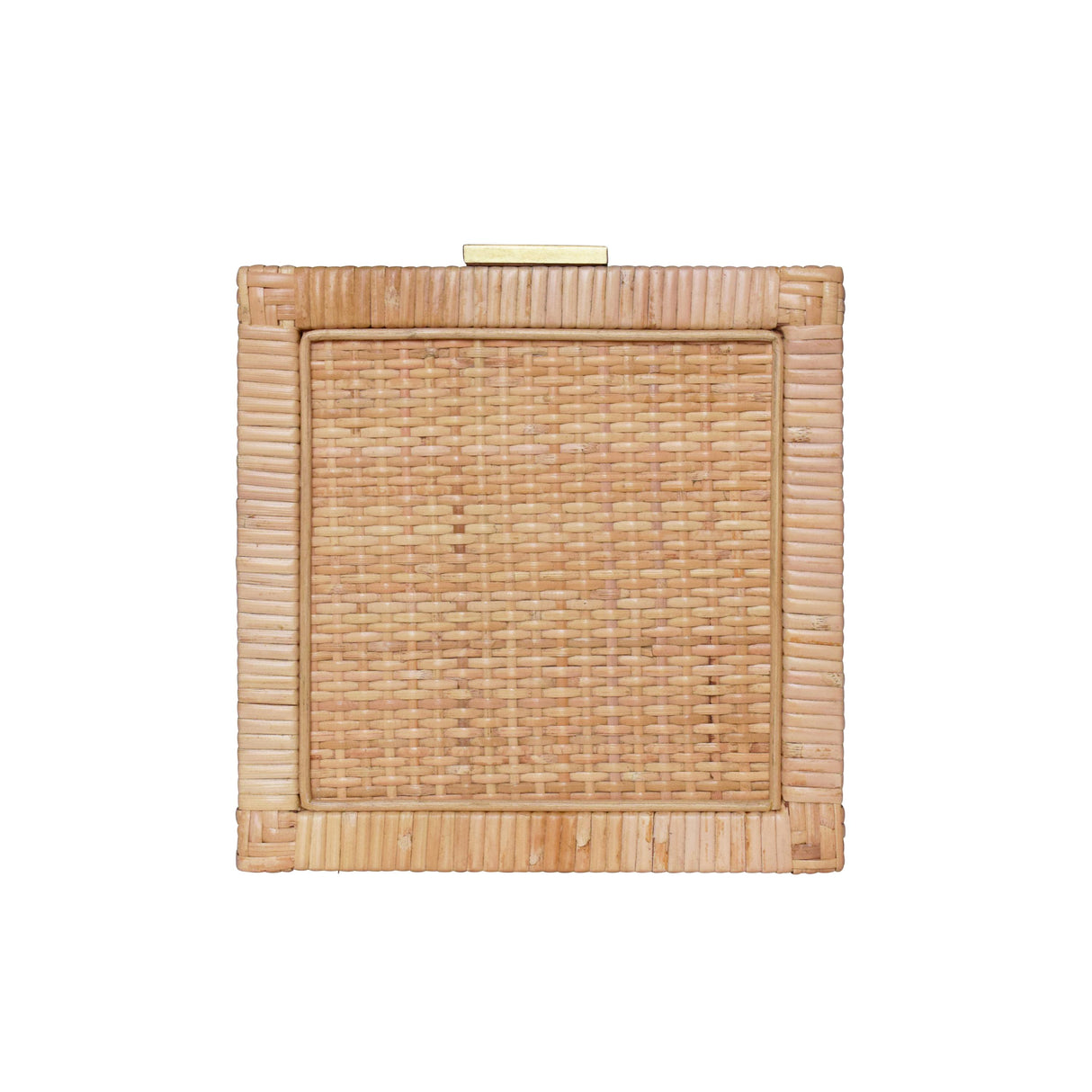 Worlds Away Small Natural Rattan Decorative Box With Brass Foot Caps