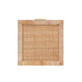 Worlds Away Small Natural Rattan Decorative Box With Brass Foot Caps