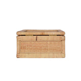 Worlds Away Small Natural Rattan Decorative Box With Brass Foot Caps