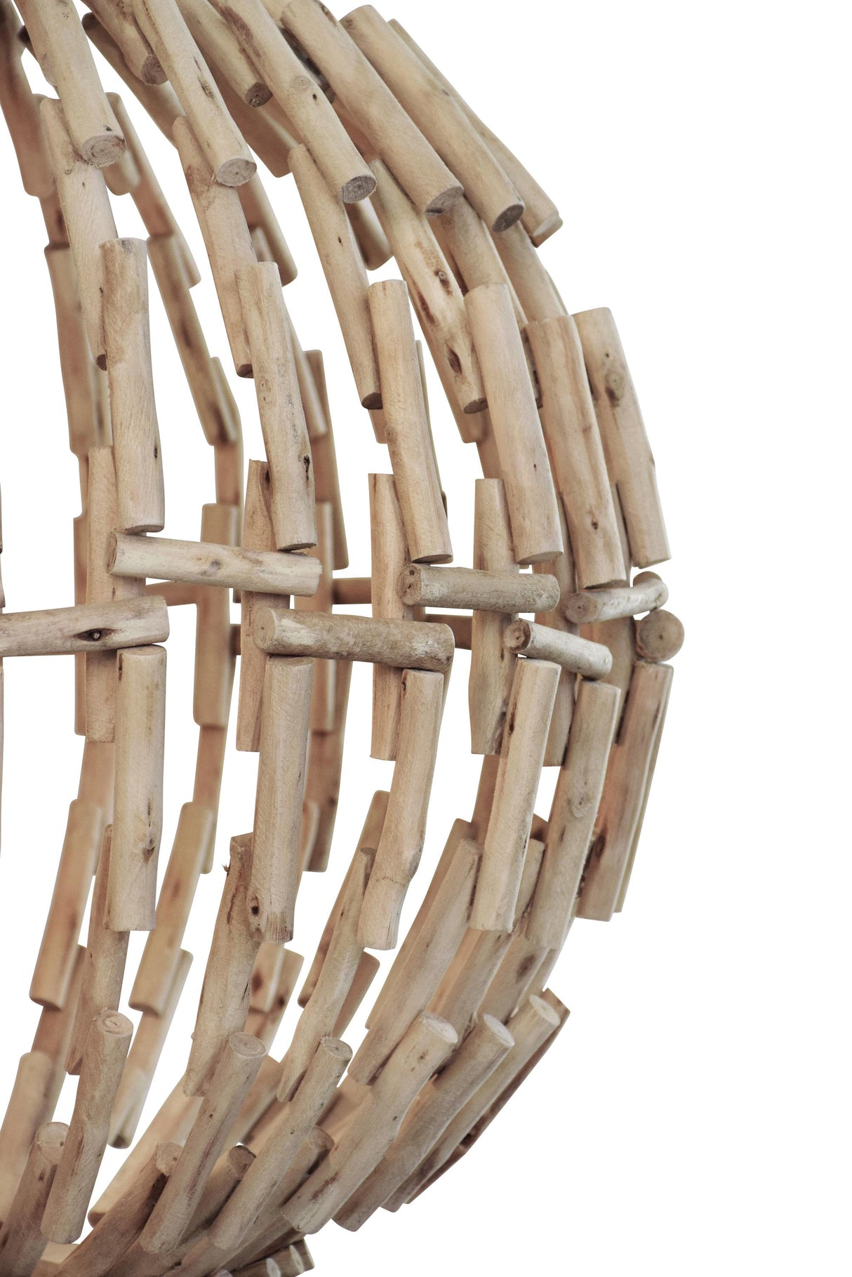 Worlds Away Sphere Shaped Pendant Handcrafted With Whitewash Eucalyptus Wood