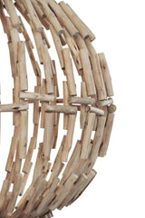 Worlds Away Sphere Shaped Pendant Handcrafted With Whitewash Eucalyptus Wood