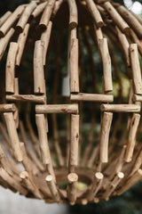 Worlds Away Sphere Shaped Pendant Handcrafted With Whitewash Eucalyptus Wood