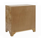 Worlds Away Three Drawer Side Table In Burl Wood With Acrylic Hardware