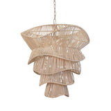 Worlds Away Modern Tiered Organic Pendant Spun In Bleached Rattan
