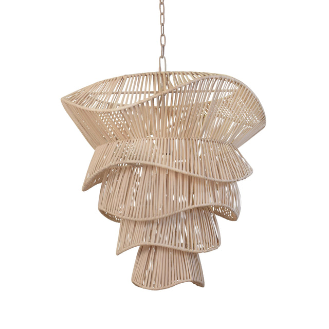 Worlds Away Modern Tiered Organic Pendant Spun In Bleached Rattan