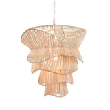 Worlds Away Modern Tiered Organic Pendant Spun In Bleached Rattan