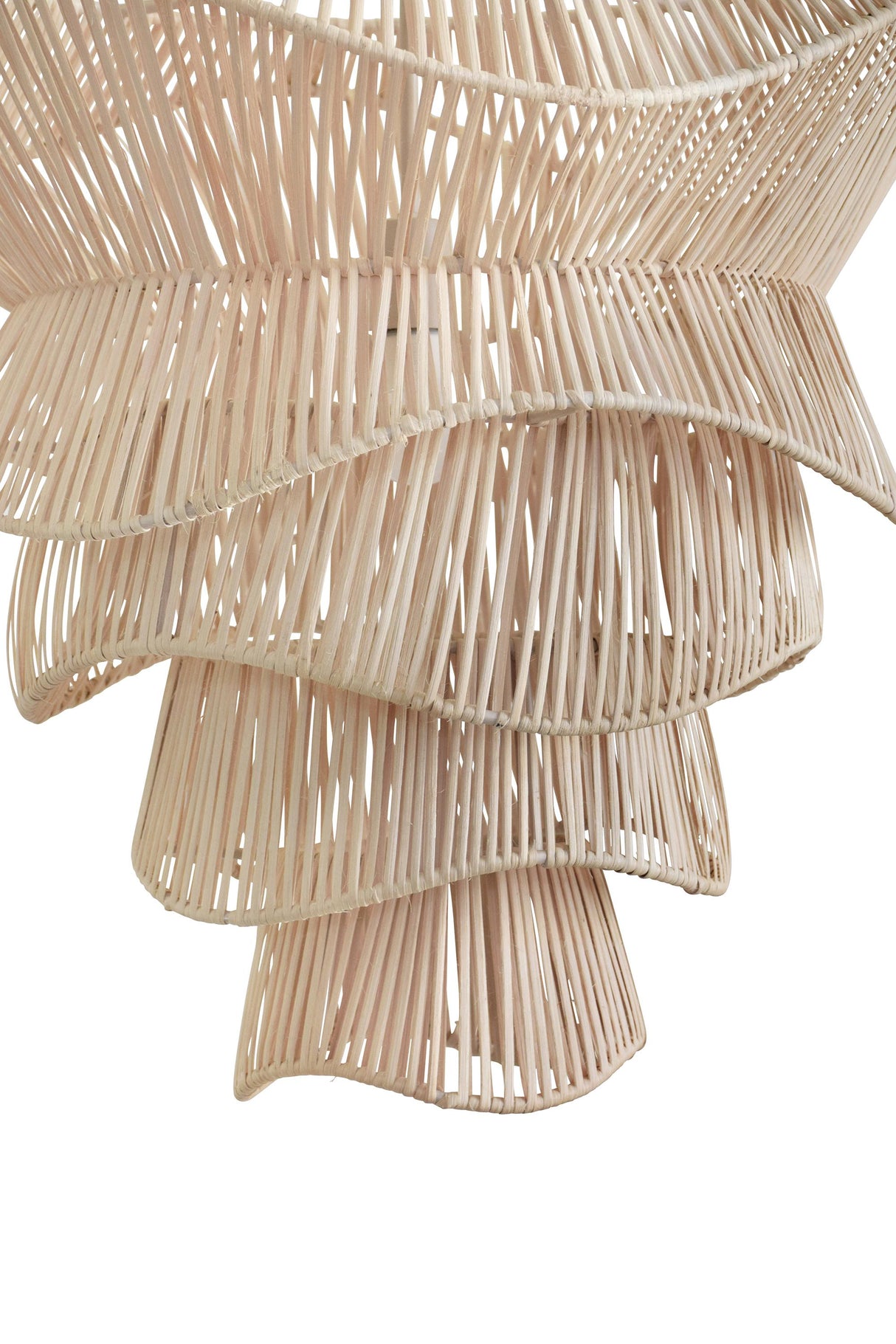 Worlds Away Modern Tiered Organic Pendant Spun In Bleached Rattan
