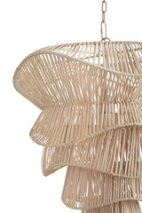 Worlds Away Modern Tiered Organic Pendant Spun In Bleached Rattan