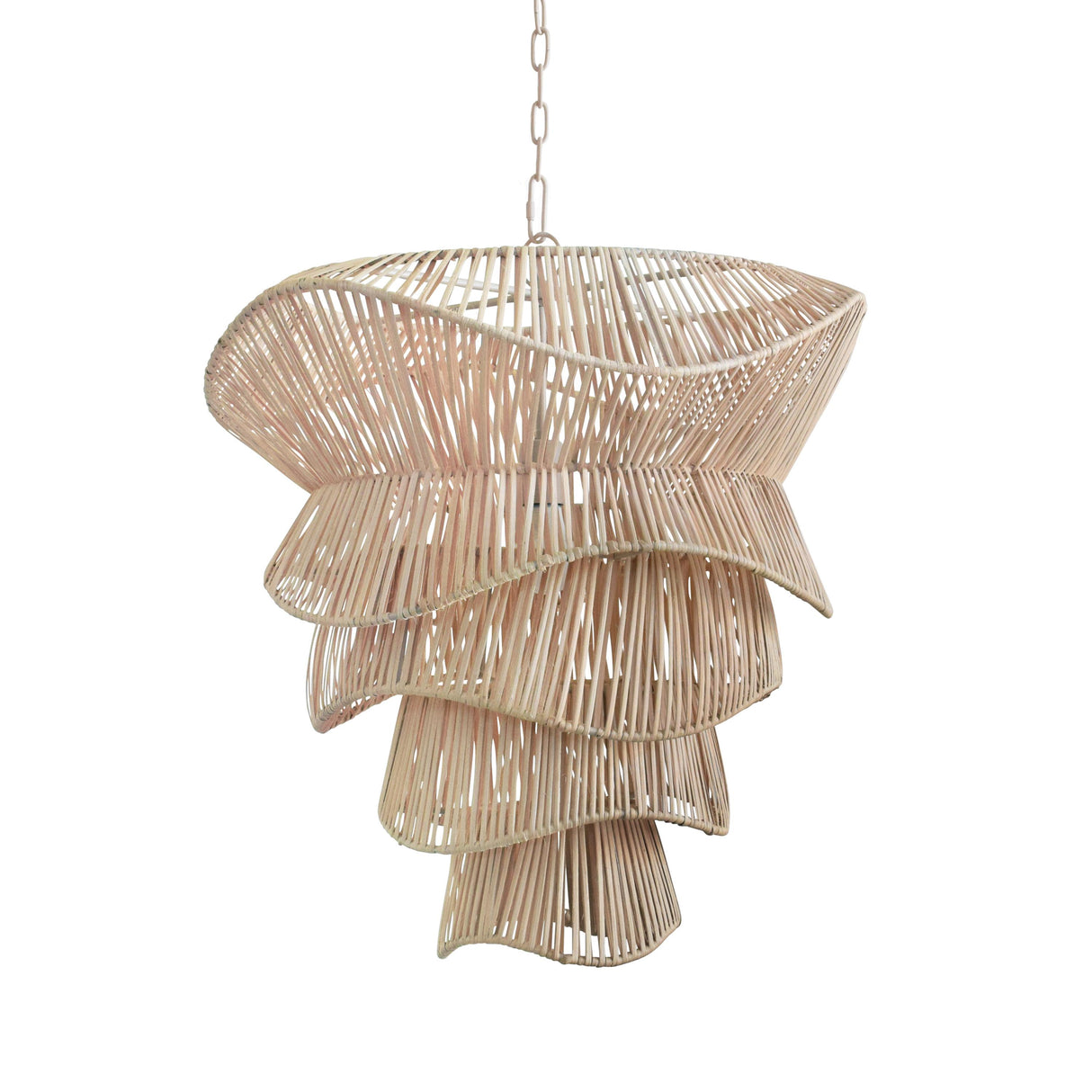 Worlds Away Modern Tiered Organic Pendant Spun In Bleached Rattan