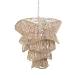 Worlds Away Modern Tiered Organic Pendant Spun In Bleached Rattan