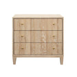 Worlds Away Three Drawer Side Table With Fluted Detail In Cerused Oak
