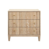 Worlds Away Three Drawer Side Table With Fluted Detail In Cerused Oak