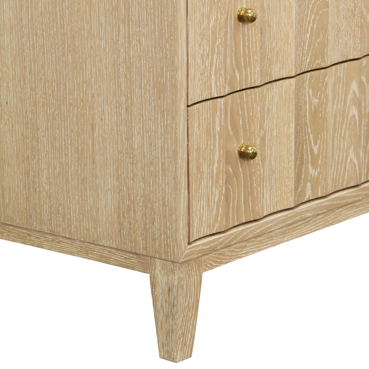 Worlds Away Three Drawer Side Table With Fluted Detail In Cerused Oak