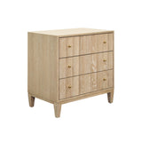 Worlds Away Three Drawer Side Table With Fluted Detail In Cerused Oak