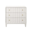 Worlds Away Three Drawer Side Table With Fluted Detail In Matte White Lacquer