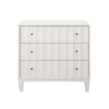 Worlds Away Three Drawer Side Table With Fluted Detail In Matte White Lacquer