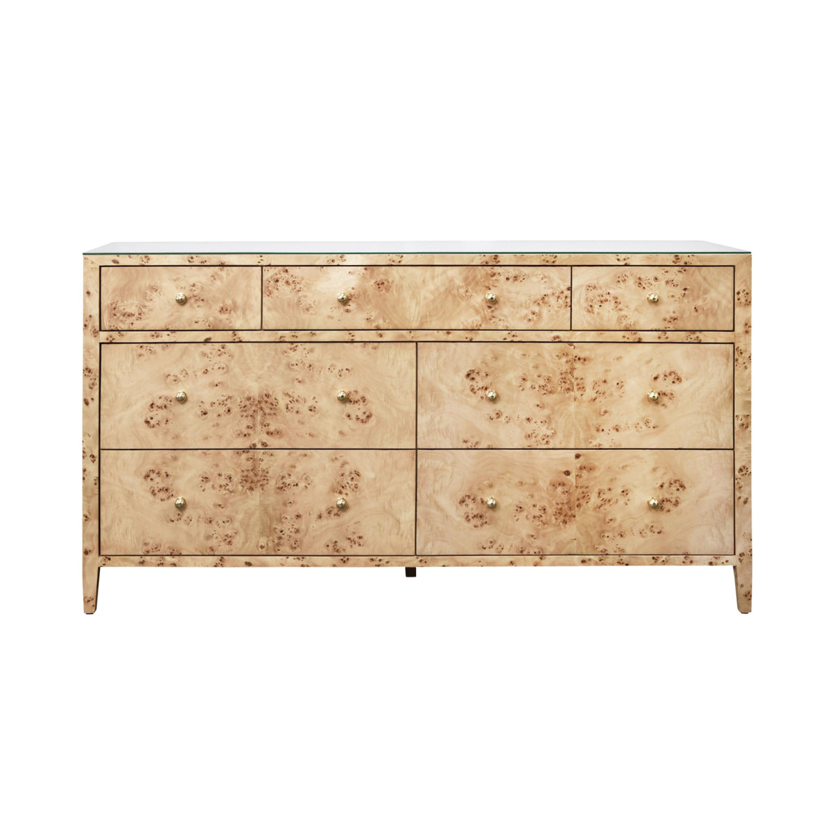 Worlds Away Seven Drawer Chest In Burl Wood